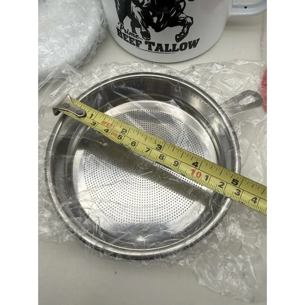 Beef Tallow Container w/strainer for Fat Storage – 40 floz – 1.1 L – Bacon *READ